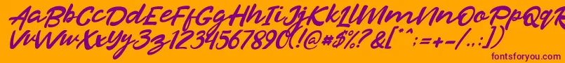 Razan Italic-fontti – violetit fontit oranssilla taustalla