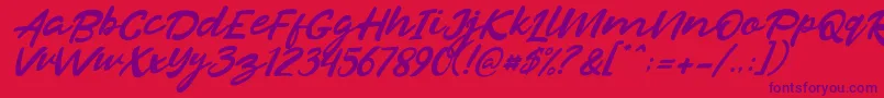 Razan Italic Font – Purple Fonts on Red Background