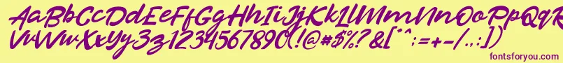 Razan Italic-fontti – violetit fontit keltaisella taustalla