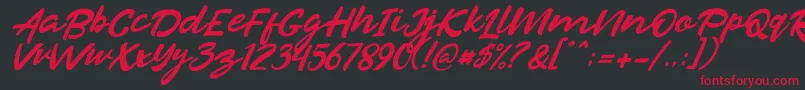Czcionka Razan Italic – czerwone czcionki na czarnym tle