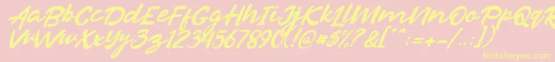 Razan Italic-Schriftart – Gelbe Schriften auf rosa Hintergrund