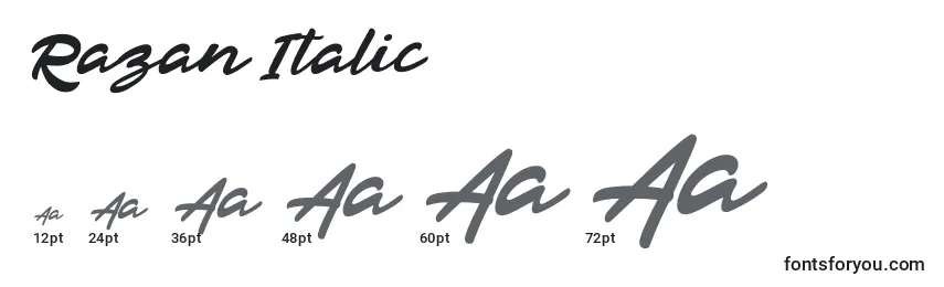 Размеры шрифта Razan Italic