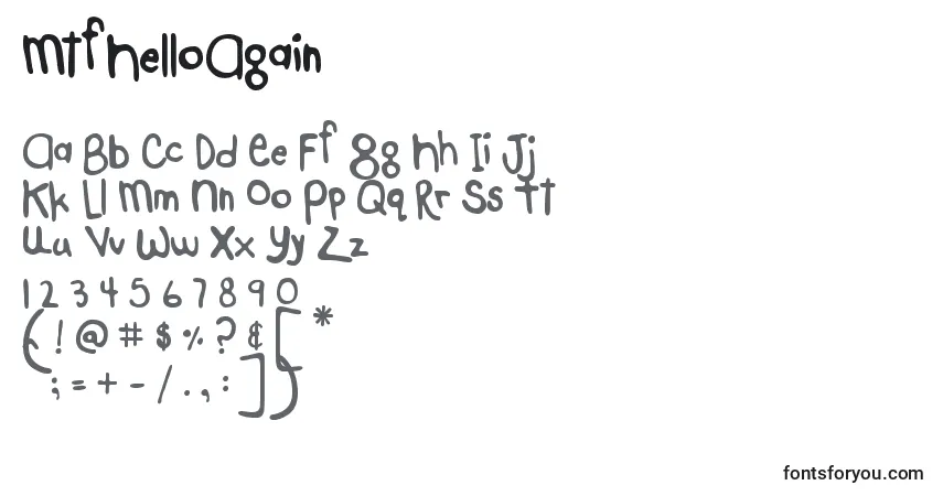 A fonte MtfHelloAgain – alfabeto, números, caracteres especiais