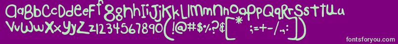 MtfHelloAgain-fontti – vihreät fontit violetilla taustalla