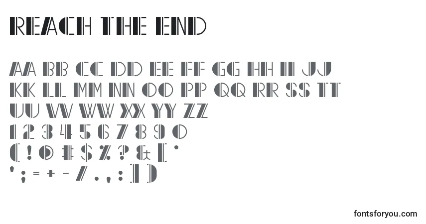 Schriftart Reach the End – Alphabet, Zahlen, spezielle Symbole