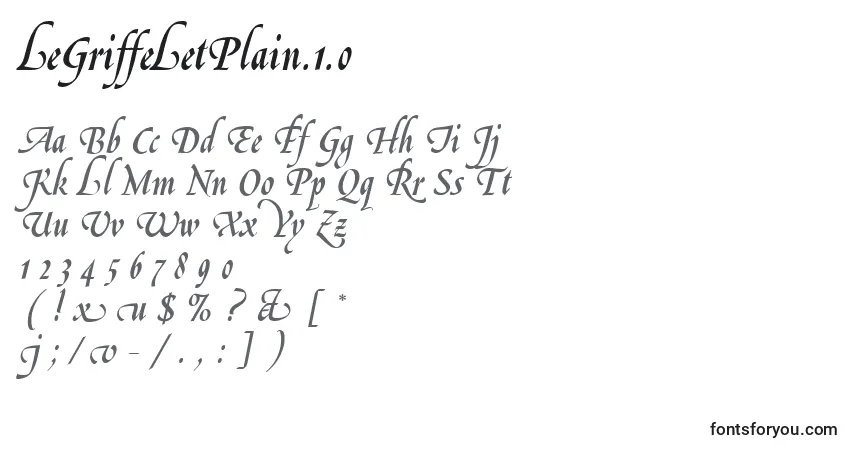 A fonte LeGriffeLetPlain.1.0 – alfabeto, números, caracteres especiais