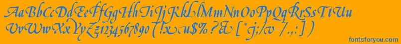 フォントLeGriffeLetPlain.1.0 – オレンジの背景に青い文字