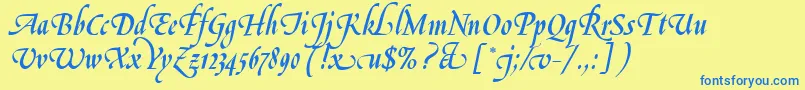 LeGriffeLetPlain.1.0 Font – Blue Fonts on Yellow Background