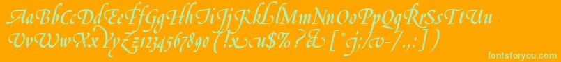 Weitere Informationen zur LeGriffeLetPlain.1.0-Schriftart LeGriffeLetPlain.1.0-Schriftart – Grüne Schriften auf orangefarbenem Hintergrund