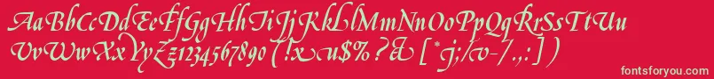 Czcionka LeGriffeLetPlain.1.0 – zielone czcionki na czerwonym tle