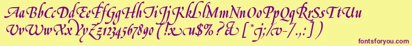 LeGriffeLetPlain.1.0 Font – Purple Fonts on Yellow Background