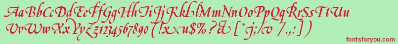 Fonte LeGriffeLetPlain.1.0 – fontes vermelhas em um fundo verde