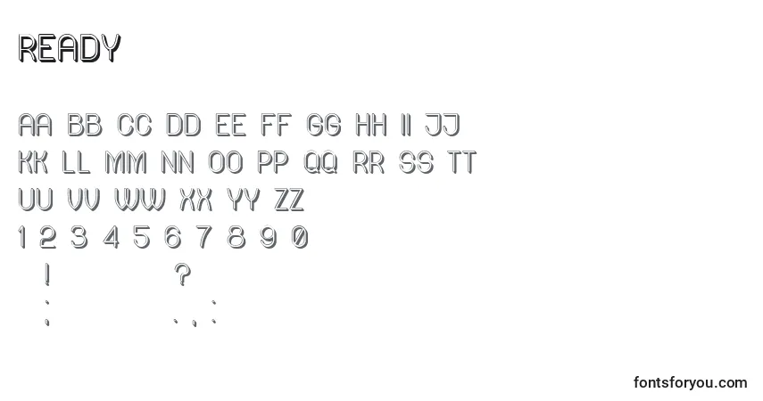 Czcionka Ready – alfabet, cyfry, specjalne znaki
