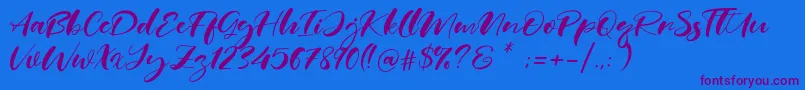 Real Miami Font – Purple Fonts on Blue Background