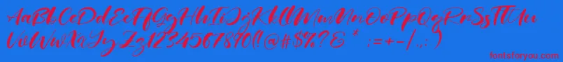 Real Miami-Schriftart – Rote Schriften auf blauem Hintergrund