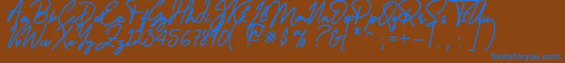 Reallishmy Font – Blue Fonts on Brown Background