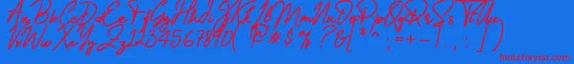 Reallishmy-fontti – punaiset fontit sinisellä taustalla