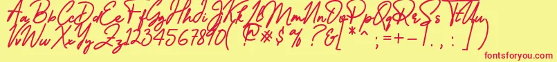 Reallishmy-Schriftart – Rote Schriften auf gelbem Hintergrund