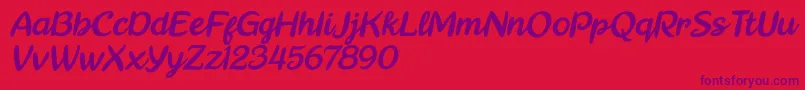 フォントReally Petshop Italic – 赤い背景に紫のフォント