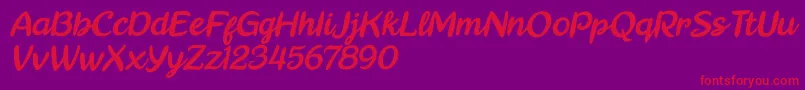 フォントReally Petshop Italic – 紫の背景に赤い文字