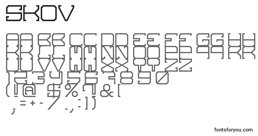 A fonte Skov – alfabeto, números, caracteres especiais