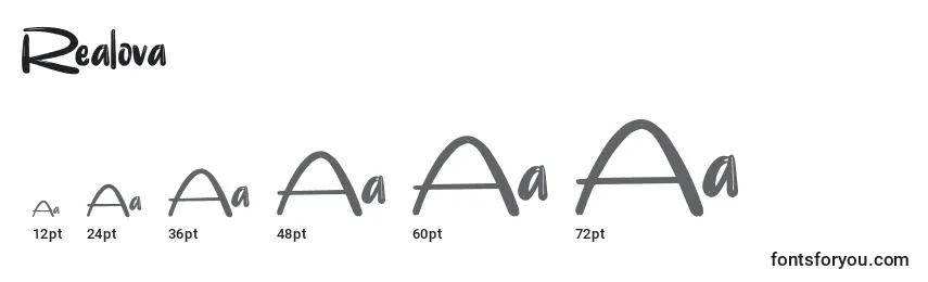 Размеры шрифта Realova