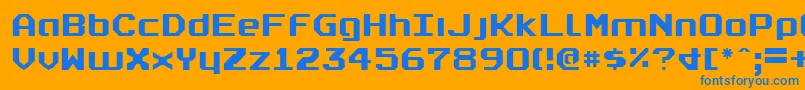 フォントrealpolitik – オレンジの背景に青い文字