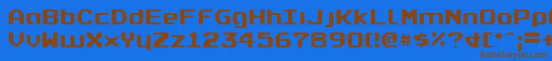 フォントrealpolitik – 茶色の文字が青い背景にあります。