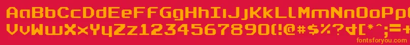 フォントrealpolitik – 赤い背景にオレンジの文字