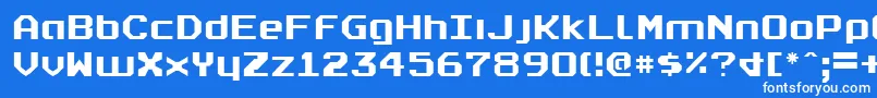 フォントrealpolitik – 青い背景に白い文字