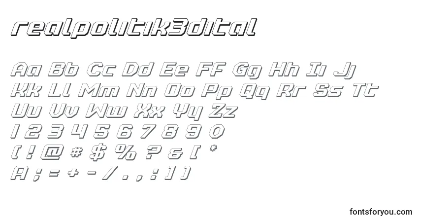 Realpolitik3dital Font – alphabet, numbers, special characters