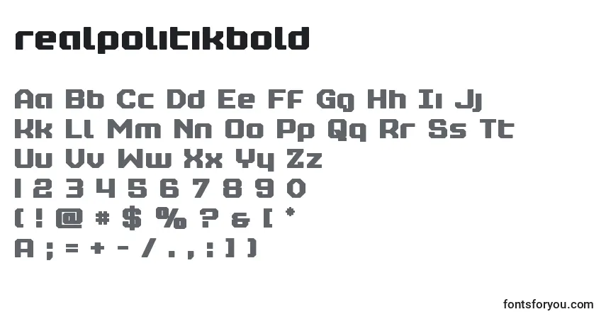 Czcionka Realpolitikbold – alfabet, cyfry, specjalne znaki