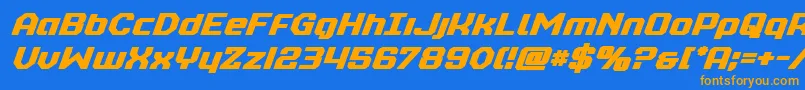 realpolitikboldital Font – Orange Fonts on Blue Background