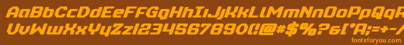 realpolitikboldital Font – Orange Fonts on Brown Background