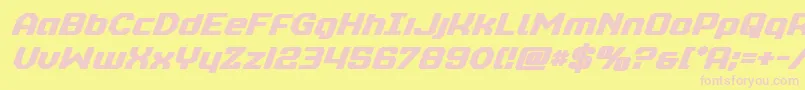 realpolitikboldital Font – Pink Fonts on Yellow Background