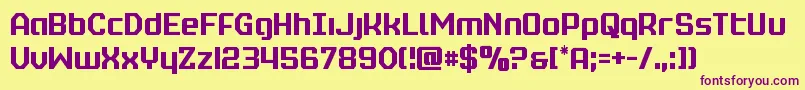 realpolitikcond-Schriftart – Violette Schriften auf gelbem Hintergrund