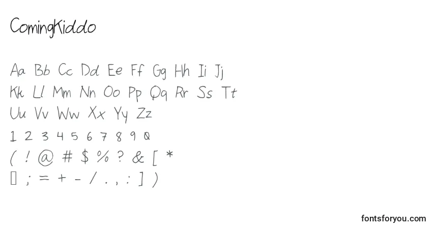 A fonte ComingKiddo – alfabeto, números, caracteres especiais