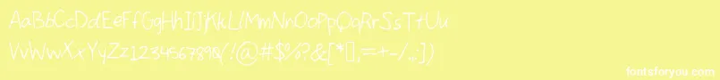ComingKiddo-Schriftart – Weiße Schriften auf gelbem Hintergrund