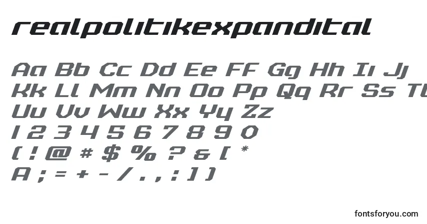 Шрифт Realpolitikexpandital – алфавит, цифры, специальные символы