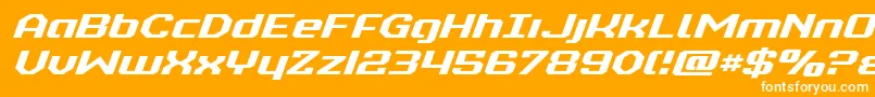 フォントrealpolitikexpandital – オレンジの背景に白い文字