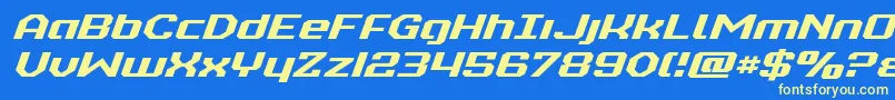 realpolitikexpandital Font – Yellow Fonts on Blue Background