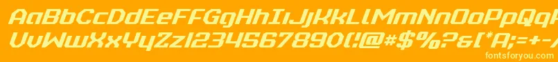 フォントrealpolitikital – オレンジの背景に黄色の文字