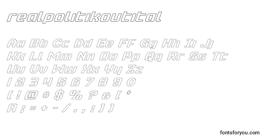 Шрифт Realpolitikoutital – алфавит, цифры, специальные символы