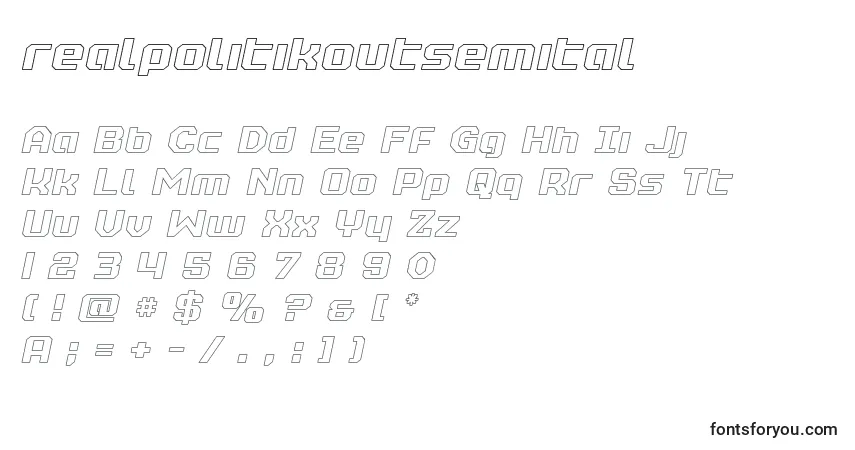 Шрифт Realpolitikoutsemital – алфавит, цифры, специальные символы