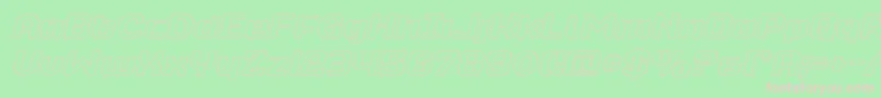 フォントrealpolitikoutsemital – 緑の背景にピンクのフォント