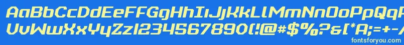 フォントrealpolitiksemital – 黄色の文字、青い背景