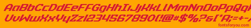 フォントrealpolitiksuperital – オレンジの背景に赤い文字