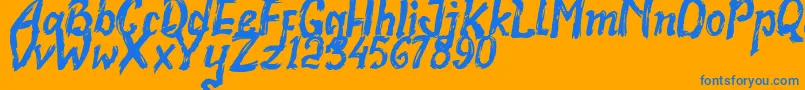 Realstone Demo Version-Schriftart – Blaue Schriften auf orangefarbenem Hintergrund