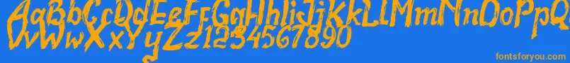Realstone Demo Version Font – Orange Fonts on Blue Background