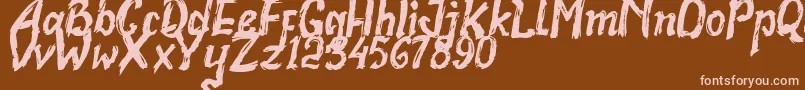 Weitere Informationen zur Realstone Demo Version-Schriftart Realstone Demo Version-Schriftart – Rosa Schriften auf braunem Hintergrund